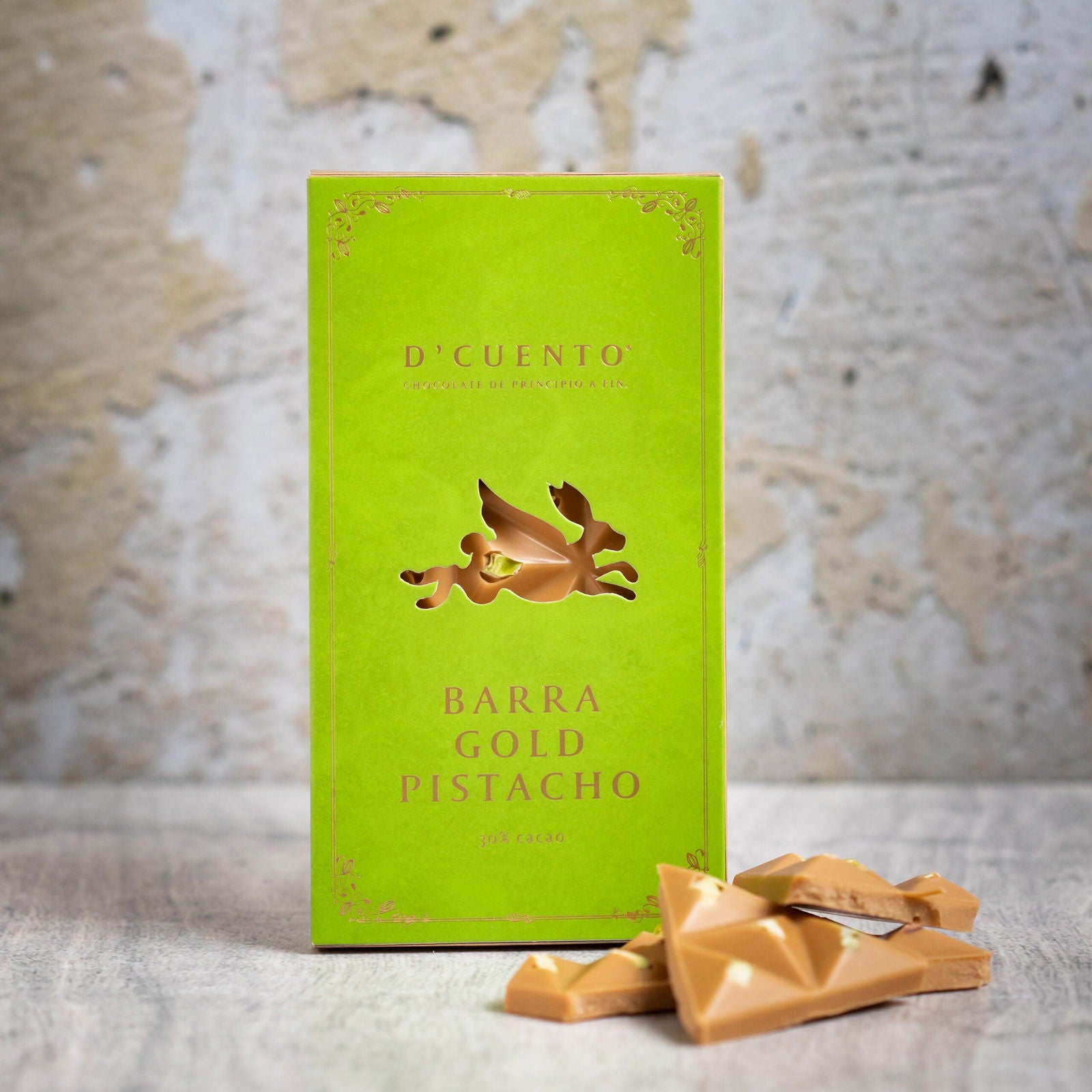 Barra Gold Pistacho 75g - D'Cuento Chocolates - - 