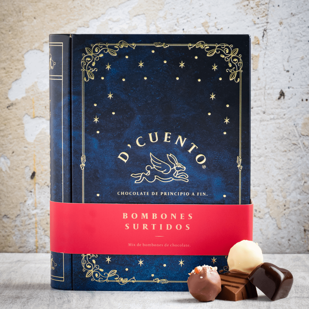 Caja Libro 25 Unidades de Bombones Surtidos - D'Cuento Chocolates - - 