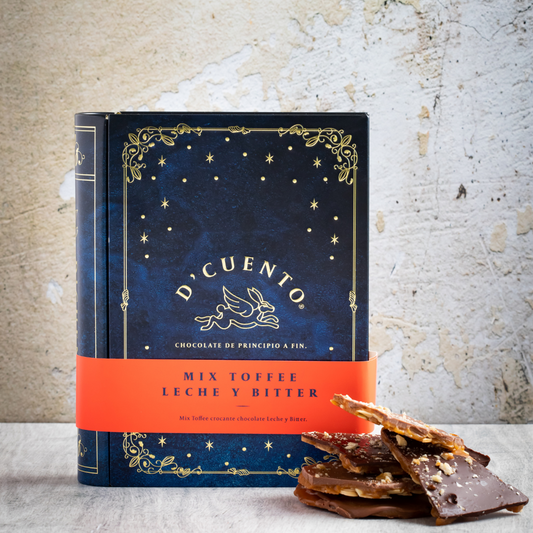 Caja Libro Mix Toffee Crocante Bitter y Leche 300g - D'Cuento Chocolates - - 